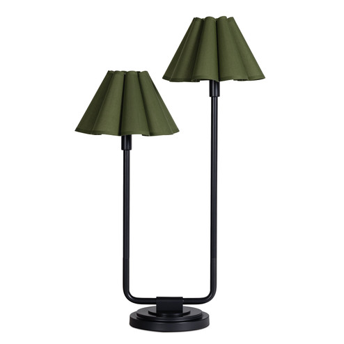 Polly Two Light Table Lamp in Blackened Brass (400|13-1691BB-GRN)