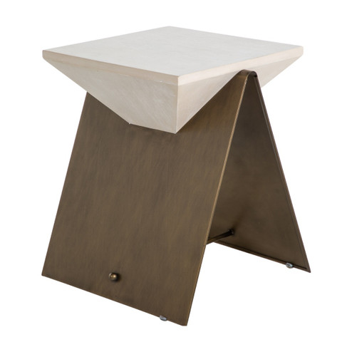 Cornet Side Table in Cerused White|Brushed Brass (550|SCH-170115) Cornet Side Table in Cerused White|Brushed Brass (550|SCH-170115)