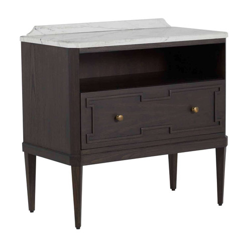 Glenwood Nightstand in Forest Black|Agros White Stone|Brass (550|SCH-168200)