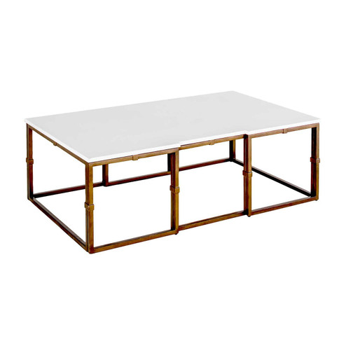 Stevens Coffee Table in Antique Textured Gold|White Seagrass|Clear Resin (550|SCH-151580)