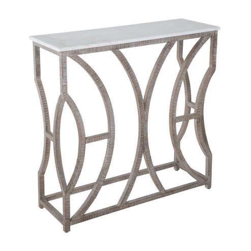 Helen Console Table in Charcoal Oak|Cloud White Marble (550|SCH-155865)