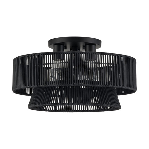 Florell Three Light Semi-Flush Mount in Black (107|60256-04)