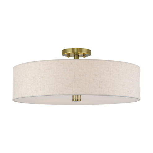 Monroe Five Light Semi-Flush Mount in Antique Brass (107|52141-01)