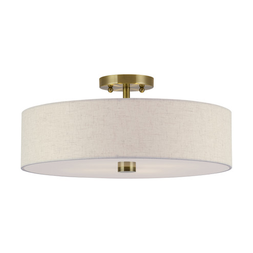 Monroe Four Light Semi-Flush Mount in Antique Brass (107|52136-01)