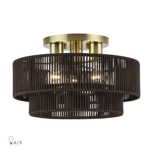 Acordia Three Light Semi-Flush Mount in Antique Brass (107|49133-01)
