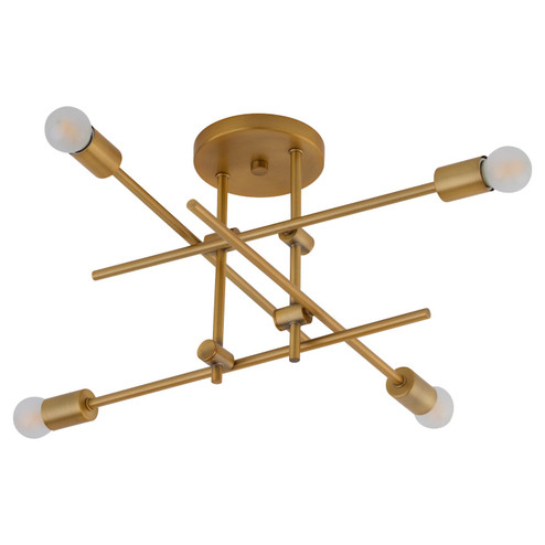 Mika Four Light Semi-Flush Mount in Brushed Brass (19|3-696-56)