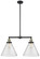 Franklin Restoration Two Light Island Pendant in Black Antique Brass (405|209-BAB-G44-L)