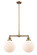 Franklin Restoration Two Light Island Pendant in Brushed Brass (405|209-BB-G201-10) Franklin Restoration Two Light Island Pendant in Brushed Brass (405|209-BB-G201-10)