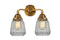 Nouveau 2 LED Bath Vanity in Brushed Brass (405|288-2W-BB-G142-LED)