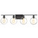 Volta Four Light Bath Bar in Matte Black w/ Chrome Ring (102|NSH-8904-CRMB)