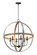 Compass Six Light Pendant in Barn Wood / Black (16|27576BWBK)