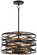 Vortic Flow Five Light Pendant (Convertible To Semiflush) in Dark Bronze w/Mosaic Gold Interior (7|4675-111)