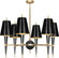 Jonathan Adler Versailles Six Light Chandelier in Black Lacquered Paint w/Modern Brass (165|B904)