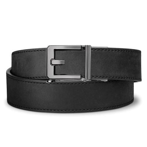 1.5" Buffalo Leather Gun Belt - Black, X3 Buckle