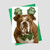 Business St. Patrick's Day greeting card featuring a funny bulldog wearing Irish-inspired attire