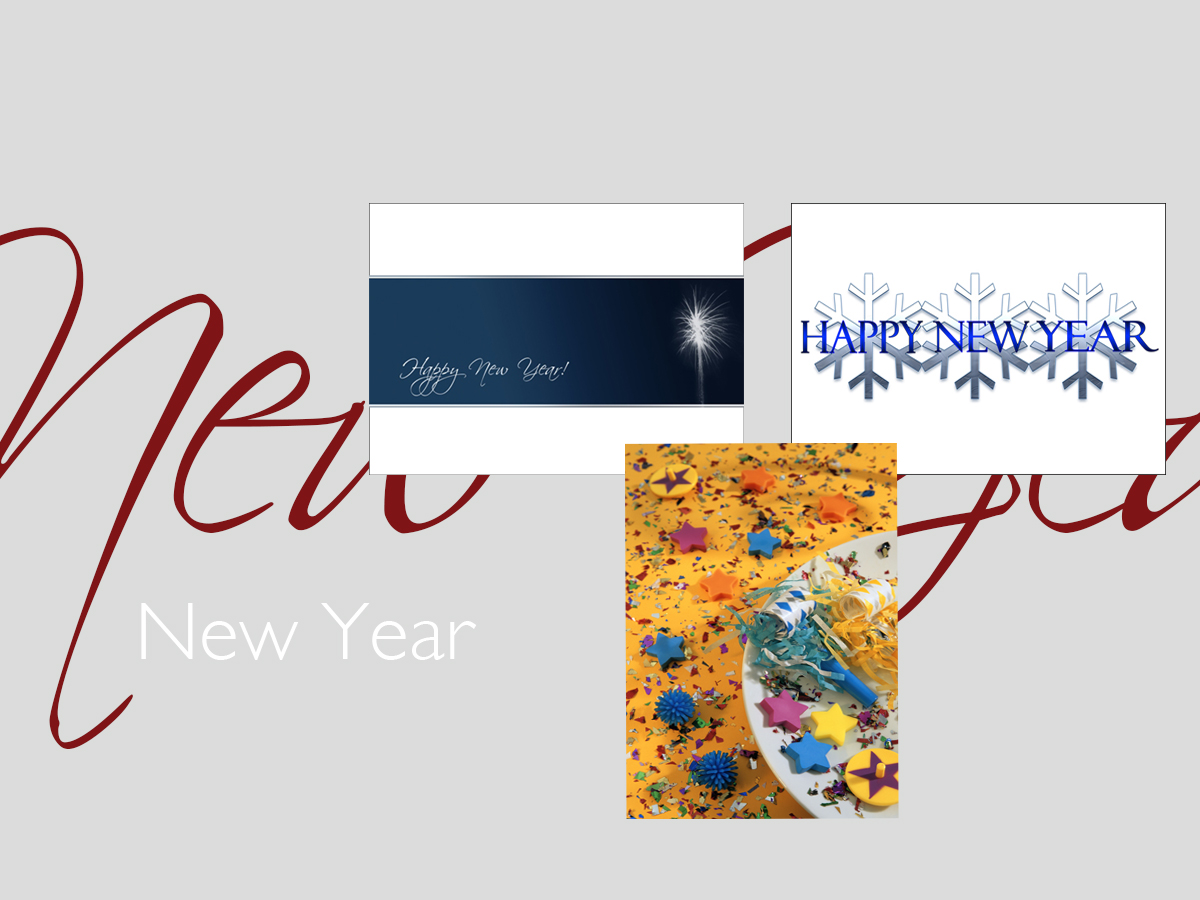 New Year banner featuring three top-selling New Year cards