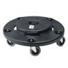 Brute Round Twist On/off Dolly, 250 Lb Capacity, 18" Dia X 6.63"h, Fits 20-55 Gallon Brute Containers, Black