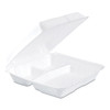 Dart Foam Hinged Lid Containers, 6.4 X 9.3 X 2.6, White, 200/carton