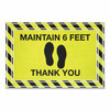 Apache Mills® Message Floor Mats, 24 x 36, "Maintain 6 Feet Thank You", Black/Yellow
