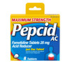 Pepcid Ac Maximum Strength Acid Reducer Tablets, 8 Count, 6 Per Pack, 6 Per Case