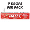 Halls Strawberry Cough Drops, 9 Count, 20 Per Pack, 24 Per Case