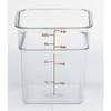 Cambro 4 Quart Clear Measuring Plastic Square Container, 6 Each