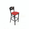 JMC Furniture Circle Series Barstool, Supports Up To 300 Lb, 28.5" Seat Height, Red Seat, Dark Walnut Back, Black Base