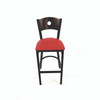 JMC Furniture Circle Series Barstool, Supports Up To 300 Lb, 28.5" Seat Height, Red Seat, Dark Walnut Back, Black Base