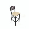 JMC Furniture Eagle Series Barstool, Supports Up To 300 Lb, 28.5" Seat Height, Taupe Seat, Dark Mahogany Back, Black Base
