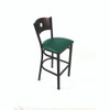 JMC Furniture Circle Series Barstool, Supports Up To 300 Lb, 28.5" Seat Height, Green Seat, Dark Walnut Back, Black Base