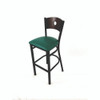 JMC Furniture Circle Series Barstool, Supports Up To 300 Lb, 28.5" Seat Height, Green Seat, Dark Walnut Back, Black Base