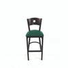 JMC Furniture Circle Series Barstool, Supports Up To 300 Lb, 28.5" Seat Height, Green Seat, Dark Walnut Back, Black Base