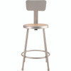 NPS 6200 Series Heavy Duty Steel Stool With Backrest, Supports Up To 500 Lb, 24" Seat Height, Brown Seat, Gray Back/base
