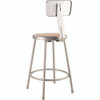 NPS 6200 Series Heavy Duty Steel Stool With Backrest, Supports Up To 500 Lb, 24" Seat Height, Brown Seat, Gray Back/base