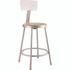 NPS 6200 Series Heavy Duty Steel Stool With Backrest, Supports Up To 500 Lb, 24" Seat Height, Brown Seat, Gray Back/base