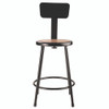 NPS 6200 Series Heavy Duty Steel Stool With Backrest, Supports Up To 500 Lb, 24" Seat Height, Brown Seat, Black Back/base