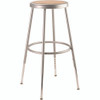 NPS 6202 Series Height Adjustable Heavy Duty Steel Stool, Backless, Supports 500 Lb, 25" To 33" Seat Height, Brown Seat/gray Base