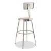 NPS 6200 Series 19" To 27" Height Adjustable Heavy Duty Stool With Backrest, Supports 500 Lb, Brown Seat, Gray Back, Gray Base