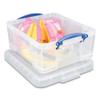 Really Useful Snap-Lid Storage Bin, 4.49 gal, 11" x 18" x 4", Clear/Blue, 4/Pack