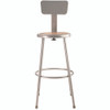NPS 6200 Series Heavy Duty Steel Stool With Backrest, Supports Up To 500 Lb, 30" Seat Height, Brown Seat, Gray Back/base