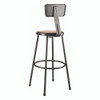 NPS 6200 Series Heavy Duty Steel Stool With Backrest, Supports Up To 500 Lb, 30" Seat Height, Brown Seat, Black Back/base