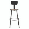 NPS 6200 Series Heavy Duty Steel Stool With Backrest, Supports Up To 500 Lb, 30" Seat Height, Brown Seat, Black Back/base