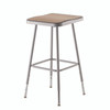 NPS 6300 Series Height Adjust Heavy Duty Square Seat Steel Stool, Backless, 500lb, 23.75" To 31.75" Height, Brown Seat, Gray Base