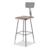 NPS 6300 Series Height Adjustable Heavy-duty Square Seat Stool W/ Back, Supports 500 Lb, 23.75" To 31.75" Seat Height, Brown/gray