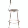 NPS 6400 Series Heavy Duty Vinyl Padded Steel Stool With Backrest, Supports Up To 500 Lbs, 24" Seat Height, Gray Seat, Gray Base