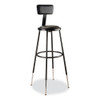 NPS 6400 Series Height Adjustable Heavy Duty Vinyl Padded Stool With Backrest, Supports 300 Lb, 32" To 39" Seat Height, Black