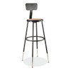 NPS 6200 Series 32"-39" Height Adjustable Heavy Duty Stool With Backrest, Supports Up To 500 Lb, Brown Seat, Black Base