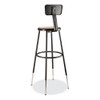 NPS 6200 Series 32"-39" Height Adjustable Heavy Duty Stool With Backrest, Supports Up To 500 Lb, Brown Seat, Black Base
