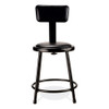 NPS 6400 Series Heavy Duty Vinyl Padded Stool With Backrest, Supports 300 Lb, 18" Seat Height, Black Seat, Black Back, Black Base