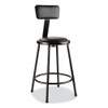 NPS 6400 Series Heavy Duty Vinyl Padded Stool With Backrest, Supports 300 Lb, 24" Seat Height, Black Seat, Black Back, Black Base
